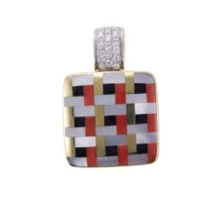 Asch Grossbardt Inlay Onyx MOP Coral Diamond Checkered Gold Pendant -Mode Bijouterie Magasin s l1600 f2980180 9706 4391 9d88 58f848fcfd18 master