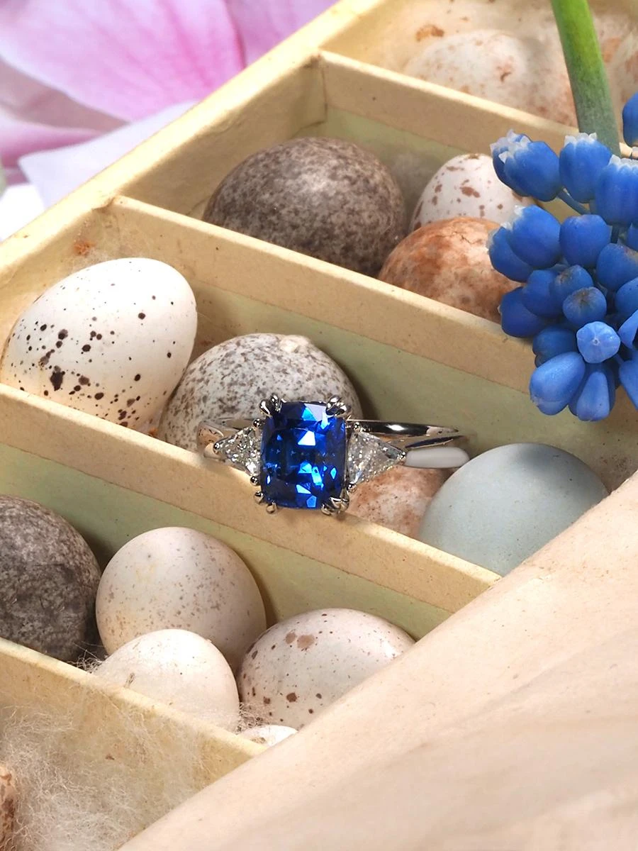 Unknown Sapphire Ring Diamond Wedding Band White Gold Blue Gemstone 18 Unknown Sapphire Ring Diamond Wedding Band White Gold Blue Gemstone – Image 16