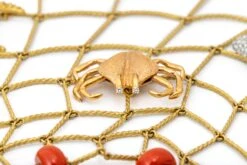"Costis" SeaLife Net Necklace, 100% Hand Crafted, Exclusive Work Of Wearable Art -Mode Bijouterie Magasin sea life net necklace detail crab master