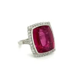 Unknown 14.31 Cushion Rubellite Tourmaline And Diamond Platinum Ring Estate Fine Jewelry 8 Unknown 14.31 Cushion Rubellite Tourmaline And Diamond Platinum Ring Estate Fine Jewelry -Mode Bijouterie Magasin to9 master
