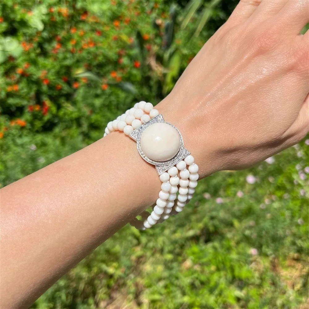 Multi Strand Coral And Diamond Gold Vintage ARMANDO DE FALCO Bracelet 5 Multi Strand Coral And Diamond Gold Vintage ARMANDO DE FALCO Bracelet – Image 3