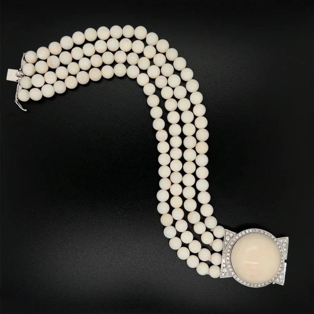 Multi Strand Coral And Diamond Gold Vintage ARMANDO DE FALCO Bracelet 6 Multi Strand Coral And Diamond Gold Vintage ARMANDO DE FALCO Bracelet – Image 4