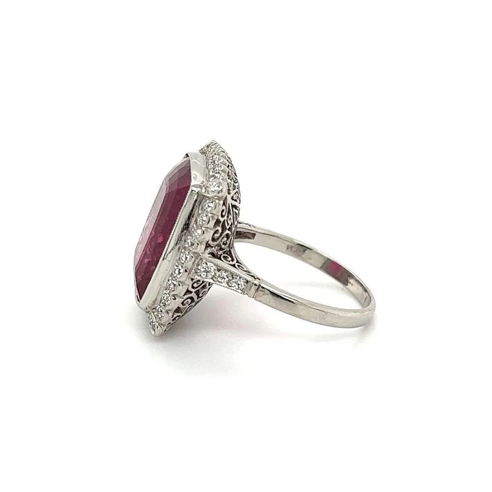 Unknown 14.31 Cushion Rubellite Tourmaline And Diamond Platinum Ring Estate Fine Jewelry 6 Unknown 14.31 Cushion Rubellite Tourmaline And Diamond Platinum Ring Estate Fine Jewelry – Image 4