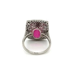 Unknown 14.31 Cushion Rubellite Tourmaline And Diamond Platinum Ring Estate Fine Jewelry 9 Unknown 14.31 Cushion Rubellite Tourmaline And Diamond Platinum Ring Estate Fine Jewelry -Mode Bijouterie Magasin tp8 master