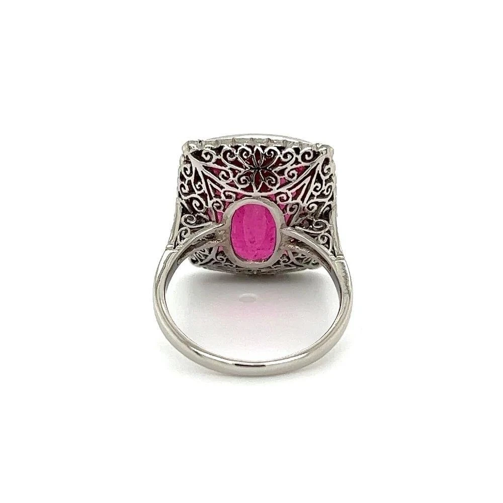 Unknown 14.31 Cushion Rubellite Tourmaline And Diamond Platinum Ring Estate Fine Jewelry 5 Unknown 14.31 Cushion Rubellite Tourmaline And Diamond Platinum Ring Estate Fine Jewelry – Image 3