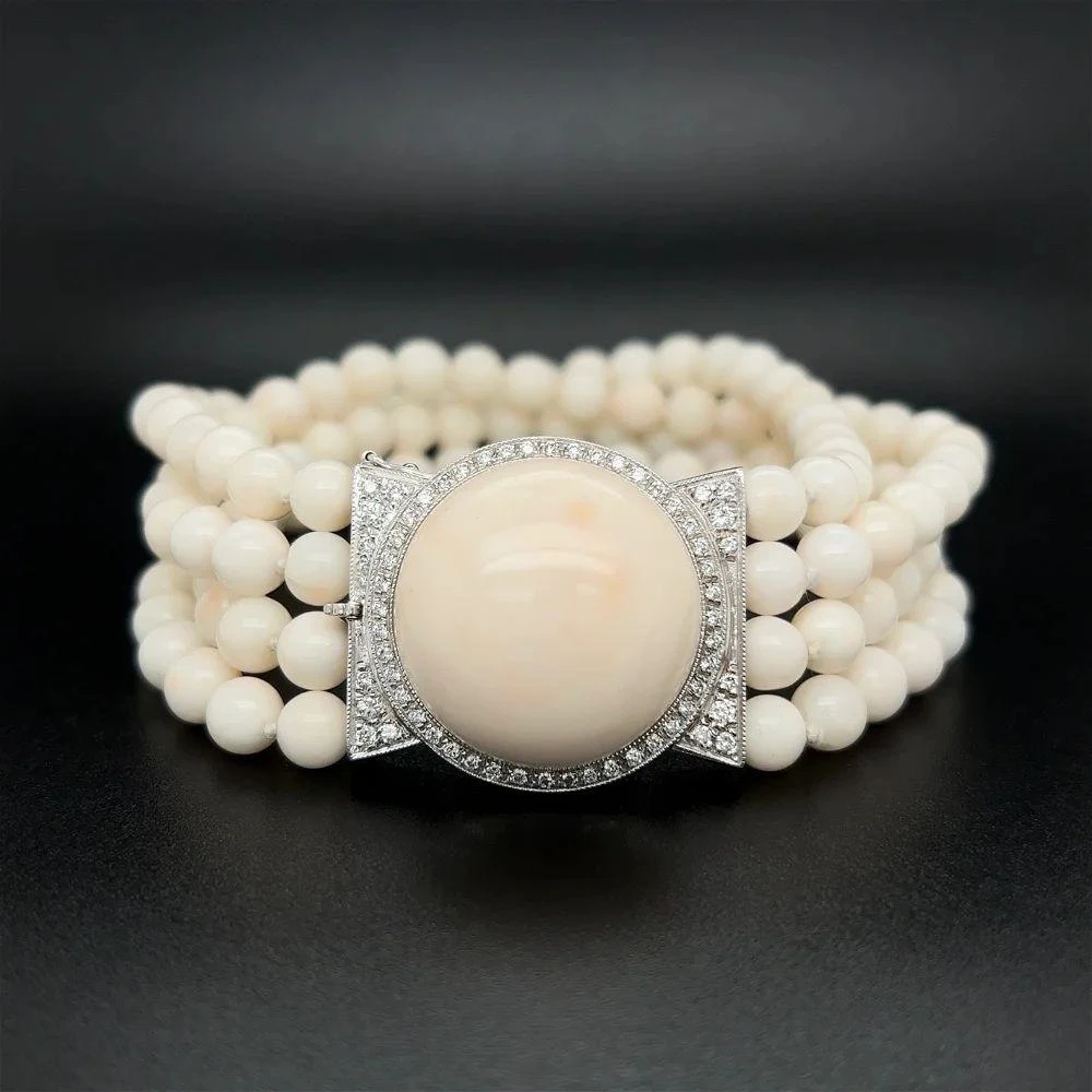 Multi Strand Coral And Diamond Gold Vintage ARMANDO DE FALCO Bracelet 7 Multi Strand Coral And Diamond Gold Vintage ARMANDO DE FALCO Bracelet – Image 5