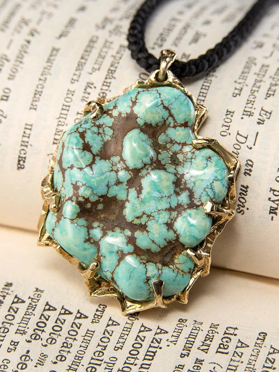 Turquoise Gold Necklace Large Blue Lagoon Valentine's Day Gift 12 Turquoise Gold Necklace Large Blue Lagoon Valentine's Day Gift – Image 10