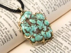 Turquoise Gold Necklace Large Blue Lagoon Valentine's Day Gift 37 Turquoise Gold Necklace Large Blue Lagoon Valentine's Day Gift -Mode Bijouterie Magasin turquoise gold prndant gabilo 0919 19 master