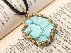 Turquoise Gold Necklace Large Blue Lagoon Valentine's Day Gift 38 Turquoise Gold Necklace Large Blue Lagoon Valentine's Day Gift -Mode Bijouterie Magasin turquoise gold prndant gabilo 0919 20 master