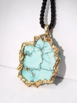 Turquoise Gold Necklace Large Blue Lagoon Valentine's Day Gift 26 Turquoise Gold Necklace Large Blue Lagoon Valentine's Day Gift -Mode Bijouterie Magasin turquoise gold prndant gabilo 0919 7 master