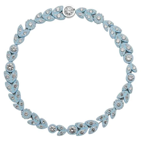 Bottega Veneta Pastel Blue Crystal Embellished Necklace - New Season 3 Bottega Veneta Pastel Blue Crystal Embellished Necklace - New Season