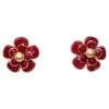 Unknown Pate De Verre Camélia Pearl Clip Earrings