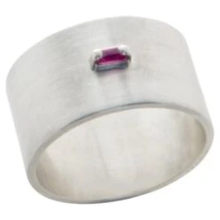Ruby Sterling Silver Wide Ring, US7.25