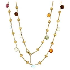 Designer MARCO BICEGO Vintage Paradise Multi Gemstone And Gold Bead Necklace