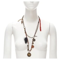 Unknown MEDICINE DOUCE PARIS Leopard Trim Copper-tone Necklace Fur Ring Set