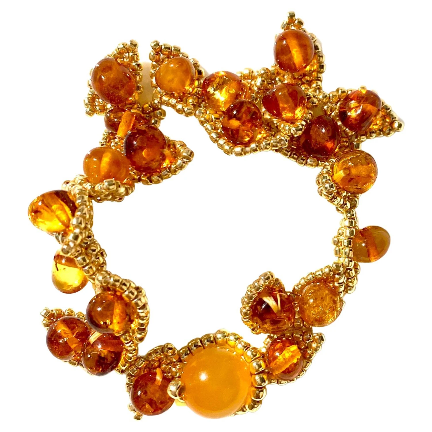 Amber & Gold Leaves Bracelet 3 Amber & Gold Leaves Bracelet