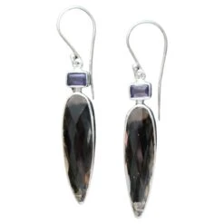 Sterling Silver Smoky Quartz And Iolite Earrings
