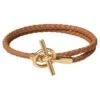 Hermes Glenan Double Tour Bracelet Gold Swift Calfskin Size T2 15.5