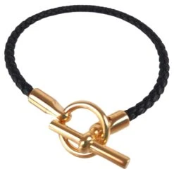 Hermes Glenan Bracelet Black Swift Calfskin Size T3 16.5 Cm