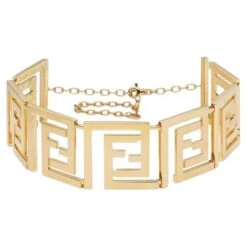 Fendace Versace X Fendi Gold Wide Zucca Choker SOLD OUT RARE