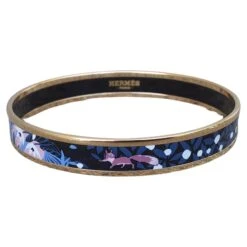 Hermès Enamel Bracelet Dans Un Jardin Anglais Shirley Rosé Ghw Size 70 GM
