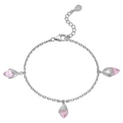 Fei Liu Pink Cat's Eye And CZ Sterling Silver Charm Bracelet