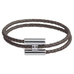 Hermes Tournis Tresse Bracelet Étain Swift Calfskin Size T4 17.5cm
