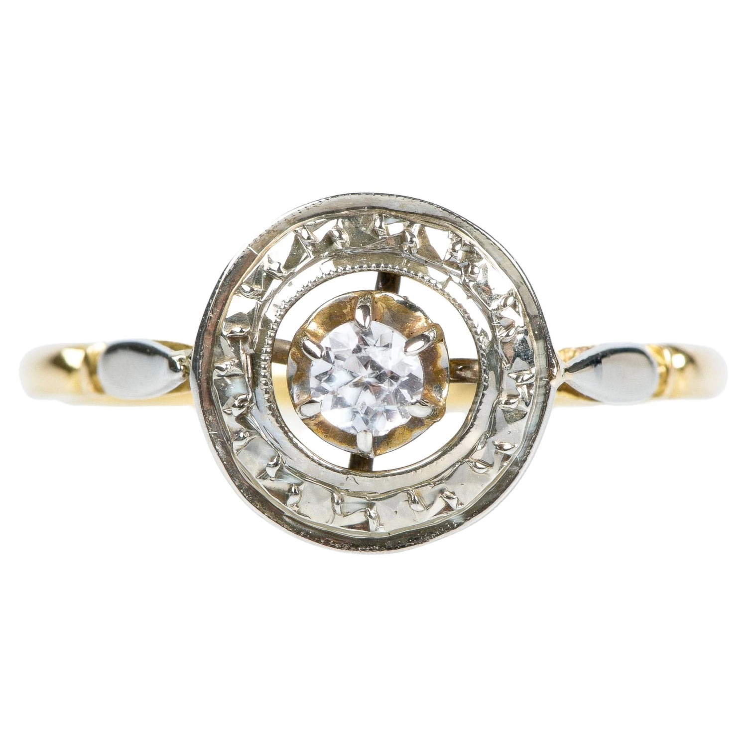 Unknown Antique 18-carat Yellow Gold Ring Decorated With Zirconium Oxide 3 Unknown Antique 18-carat Yellow Gold Ring Decorated With Zirconium Oxide