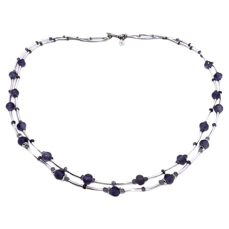 Unknown Iolite And Sterling Art Deco Style Necklace 3 Unknown Iolite And Sterling Art Deco Style Necklace