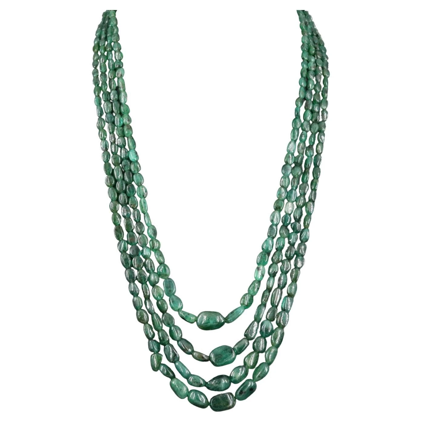 Unknown 450 Carats Of Earth Mined Emeralds Set In A 4 Strand Necklace 3 Unknown 450 Carats Of Earth Mined Emeralds Set In A 4 Strand Necklace