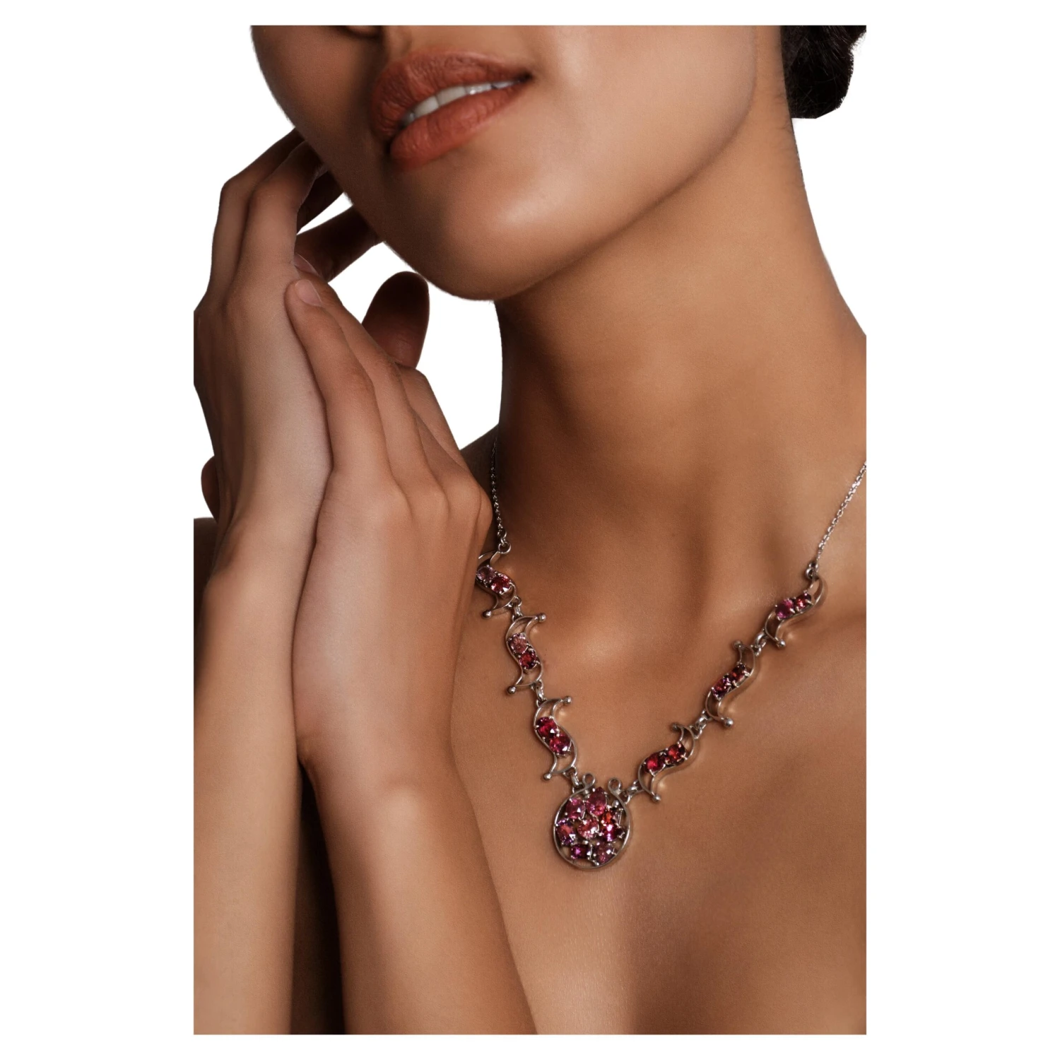 Unknown EGL Certified Natural Untreated 23CTW Pink Sapphire Platinum Silver Necklace 3 Unknown EGL Certified Natural Untreated 23CTW Pink Sapphire Platinum Silver Necklace