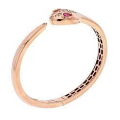 Bvlgari 18K Rose Gold Serpenti Petite Diamond Snake Bangle Bracelet -Mode Bijouterie Magasin xawuslQo master