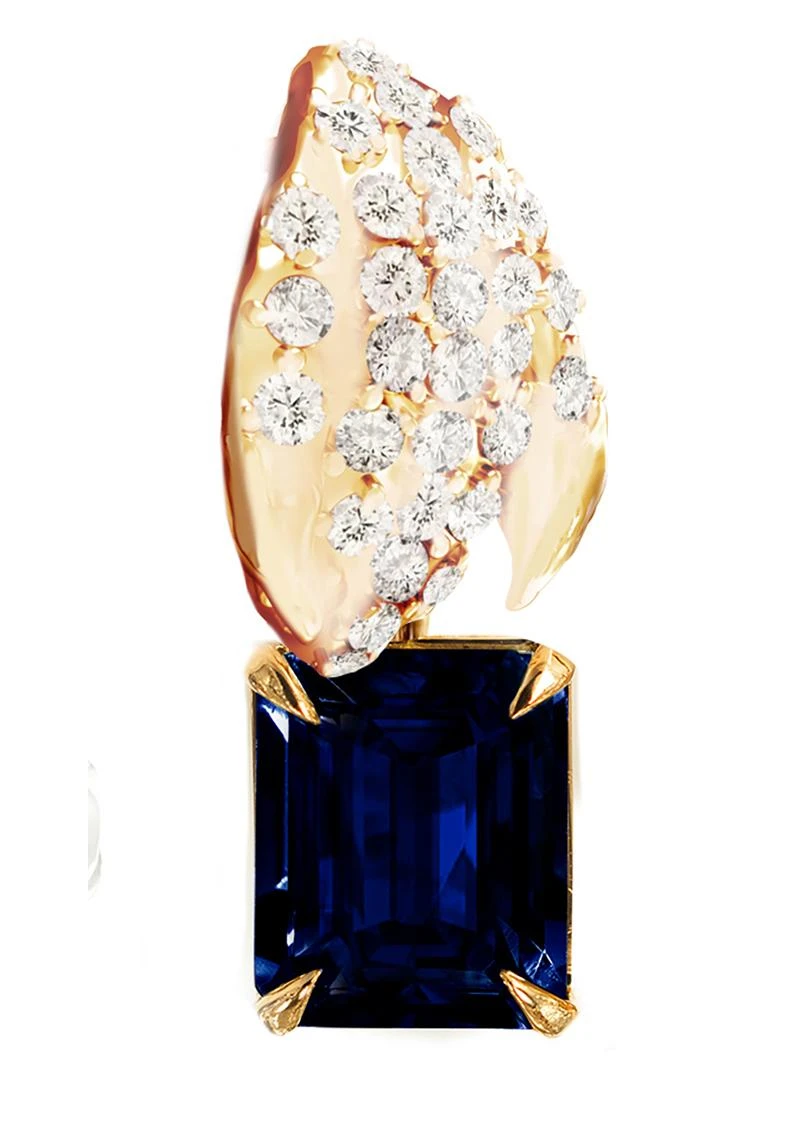 18 Karat Yellow Gold Clip-on Earrings With Sapphires And 62 Diamonds 5 18 Karat Yellow Gold Clip-on Earrings With Sapphires And 62 Diamonds – Image 3